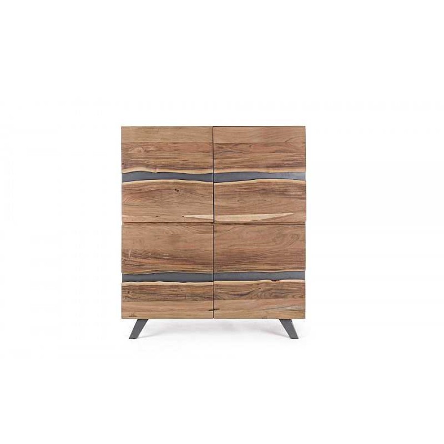 S Jour meubles moss | Meuble De Rangement Bois Et M Tal 4 Portes Style Industriel - Palerme H138 Bois Clair 1