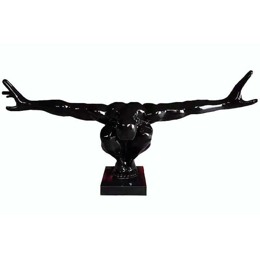 D Coration meubles moss | Grande Statue Design Noir Ext Rieur 2 M Tres Pied En Marbre - Plongeur