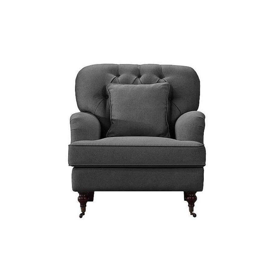 Salon meubles moss | Fauteuil Capitonn Tissu Style British- Holliston Anthracite