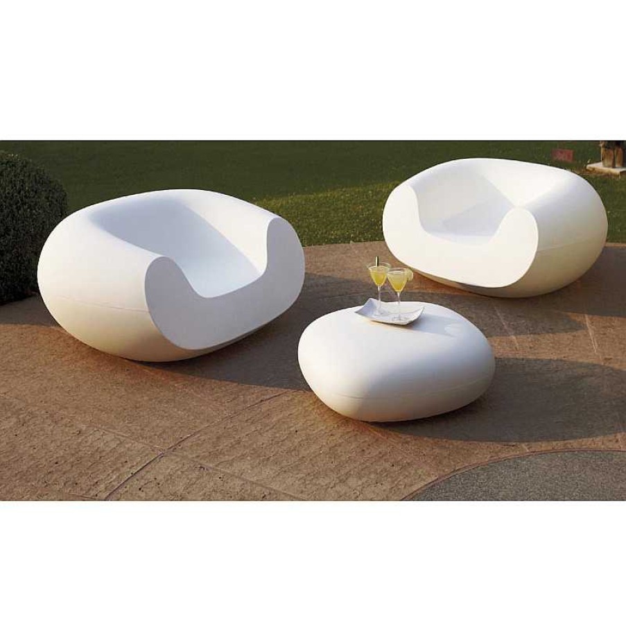 Jardin meubles moss | Table Basse / Pouf Design Slide - Chubby Low Blanc