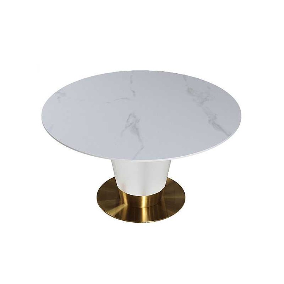 S Jour meubles moss | Table Ronde Plateau En C Ramique Pied Metal Naples 150 Blanc