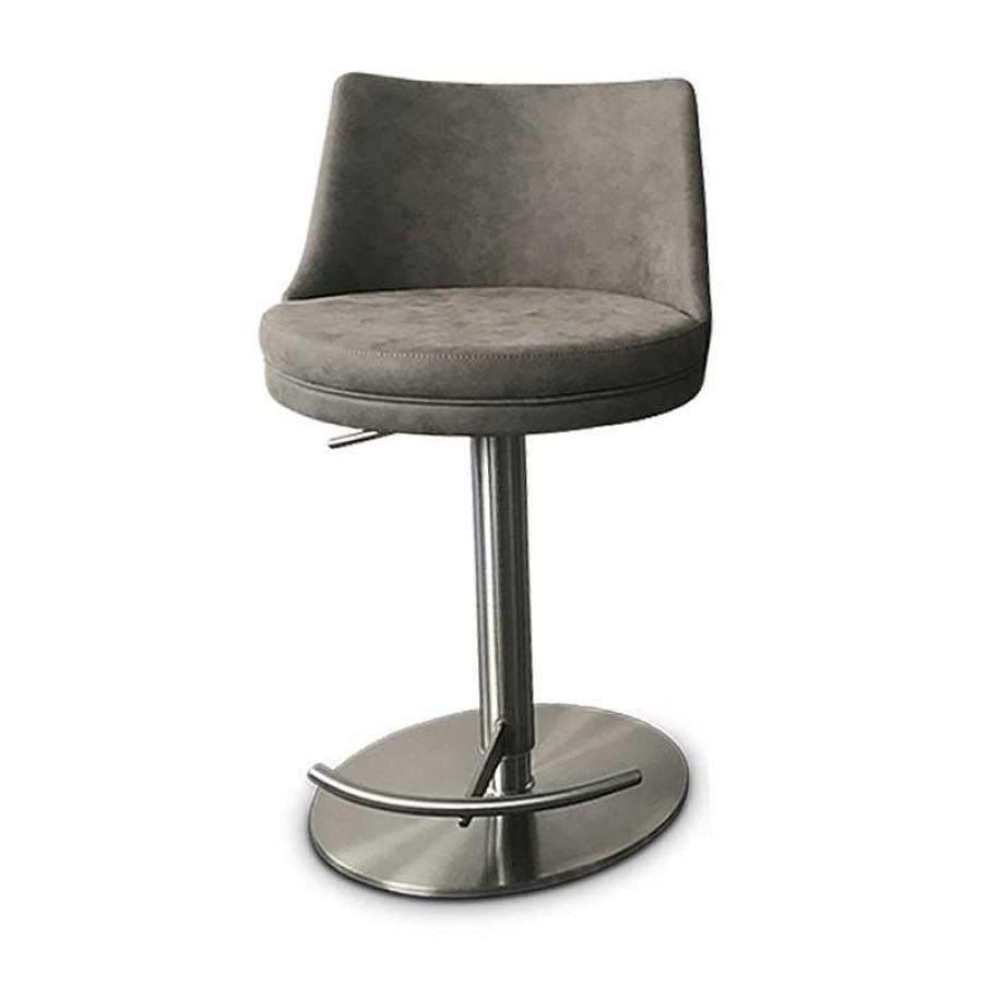 S Jour meubles moss | Tabouret En Simili R Tro Et Inox Bross - Jasmin 58/83Cm Gris