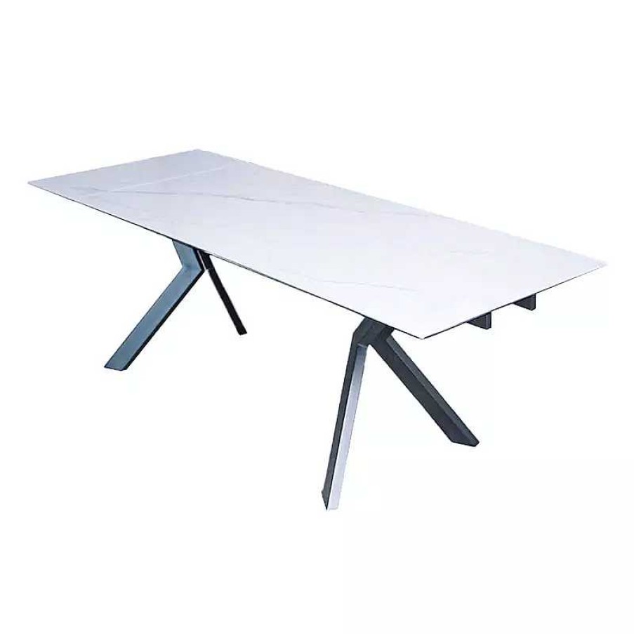 S Jour meubles moss | Table Manger Extensible C Ramique Effet Marbre Pied M Tal Noir - Octave 160/240X90 Blanc