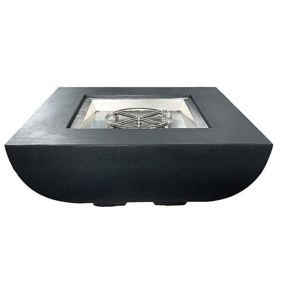 Salon meubles moss | Table Basse En Grc Avec Brasero Carr Gaz - Segovia Gris Fonc